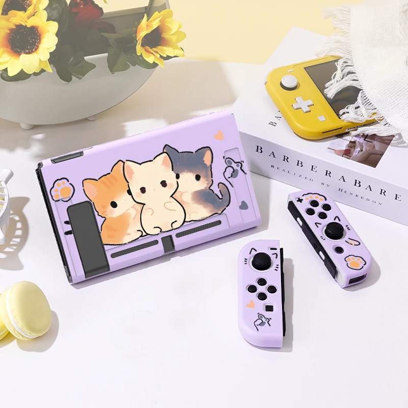 Three Little Cats Schutzhülle für Switch Oled, weiche TPU Slim Cover für Nintendo Switch Konsole, NS-Spielzubehör Image