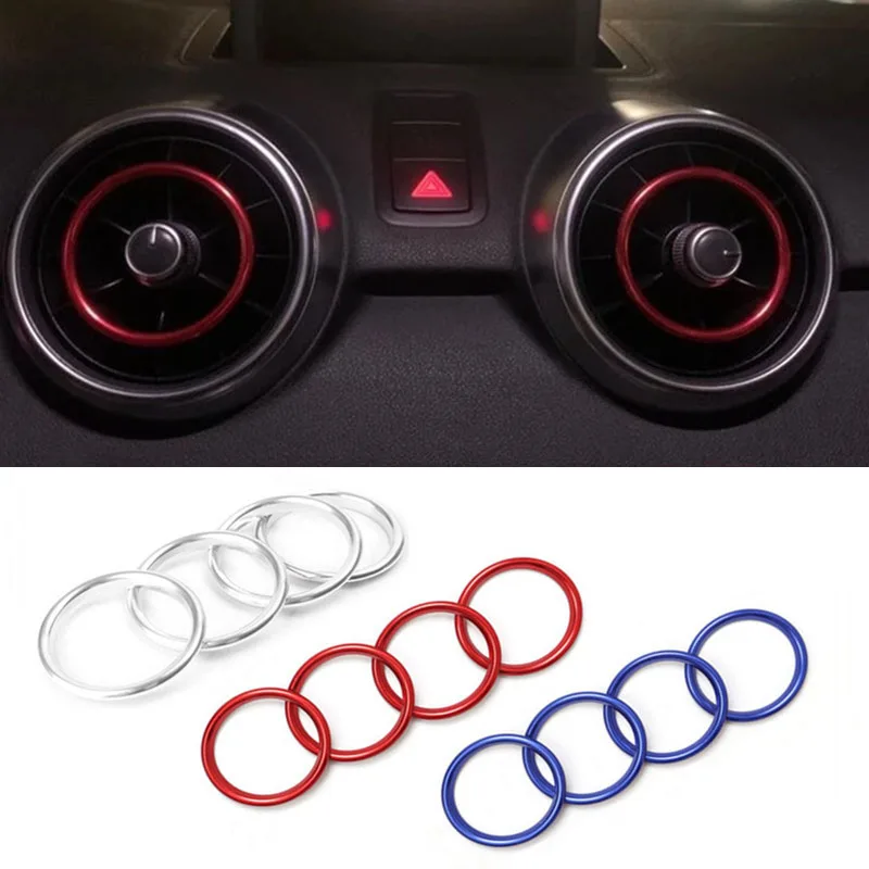 Aluminium Legierung Auto Styling Zubehör Instrument Panel AC air outlet Innere Dekoration Ring Fit Für Audi A1 2014-2017 Image