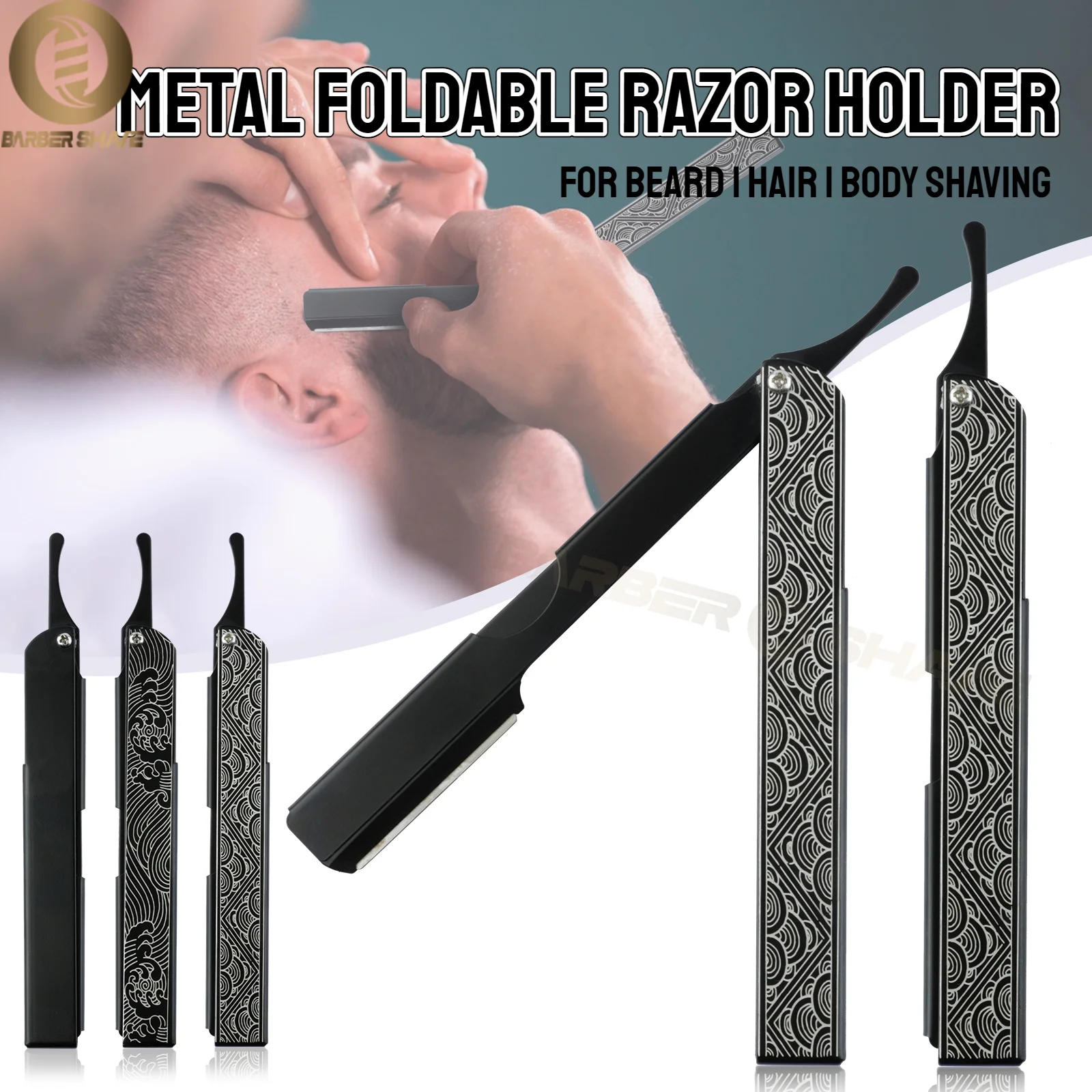NEUE Professionelle männer Klapp Rasieren Razor Halter Barbershop Manuelle Haar Entfernung Werkzeug Carving Sicherheit Rasierer Barber Zubehör Image