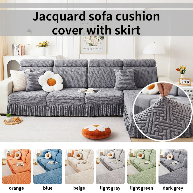 1 pc Jacquard Sofa Kissen bezug mit Rock abnehmbare wasch bare Schon bezug Stretch Sofa Couch bezug für Wohnzimmer
