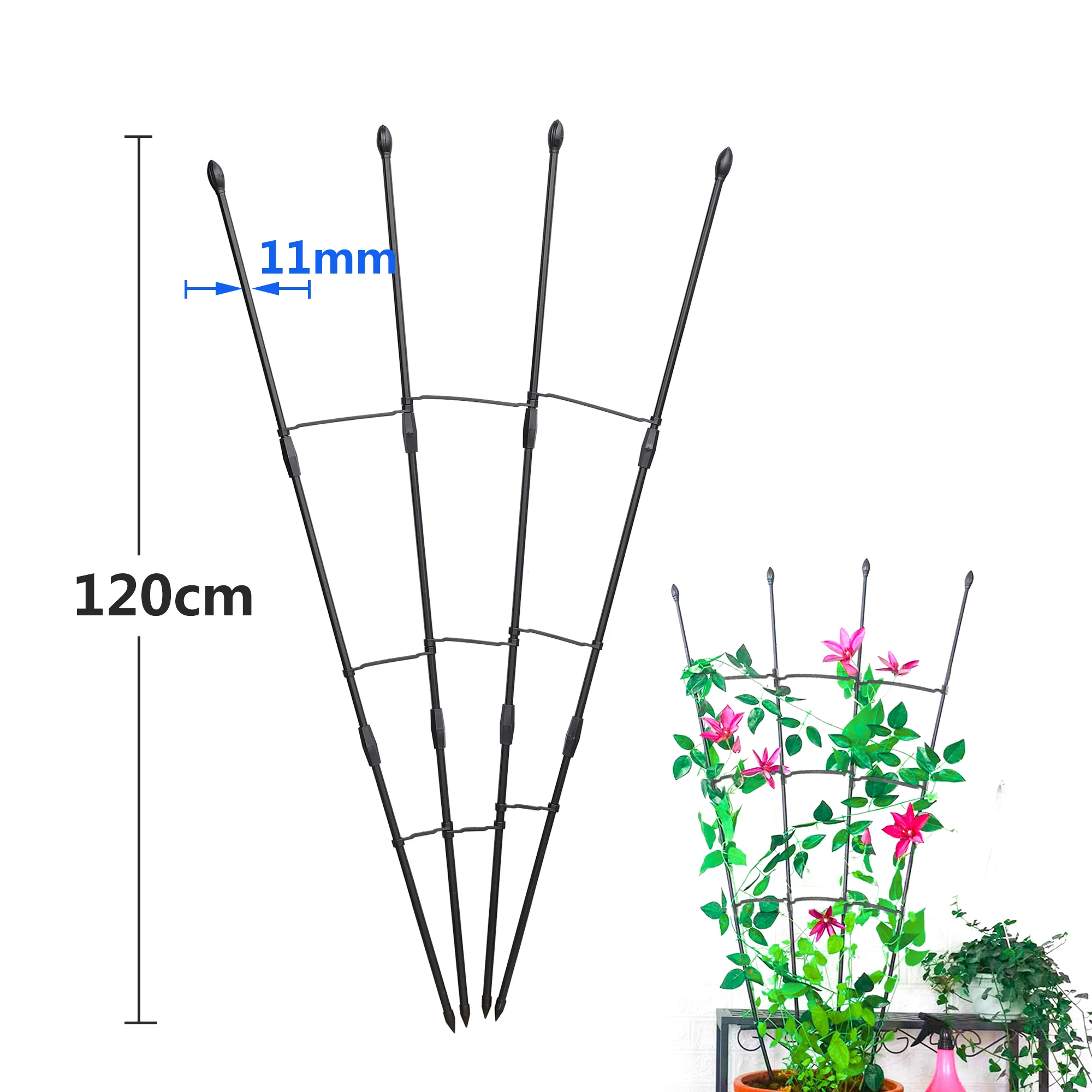 Traliccio per piante da 120Cm griglia di supporto per la coltivazione di piante antiruggine struttura di supporto per piante in vaso di metallo strumento di supporto per piante da giardino fai da te
