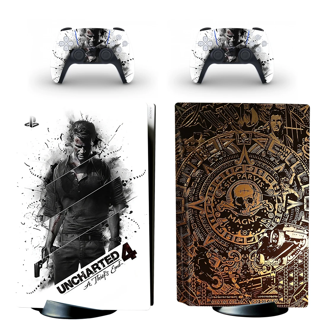 Uncharted 4 PS5 Disc Skin Aufkleber Aufkleber Cover für Konsolen-Controller PS5 Standard Disk Skin Aufkleber Vinyl Image