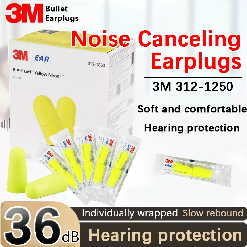 3M geräuschunterdrückende Ohrstöpsel 312-1250 schallisolierende Ohrstöpsel Sleeping Learning Factory lärmgeschützte Ohrstöpsel Gehörschutz. Image