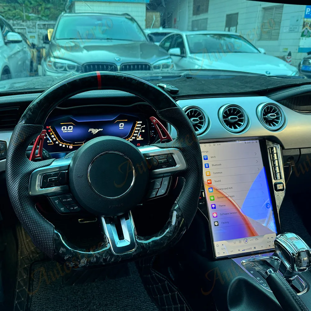 14,5 Carplay Android 13 Für Ford Mustang 2015-2023 Auto Multimedia Player GPS Tesla Bildschirm Kopf Einheit Kilometerzähler digitale Cluster LED Image