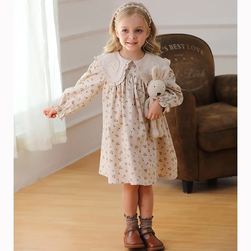 Neue Frühling Kinder Baby Mädchen Kleid Langarm Blume Prinzessin Kleid Herbst Baby Mädchen Puppe Kragen Kleid Kinder Kleidung Kleid ﻿ Image