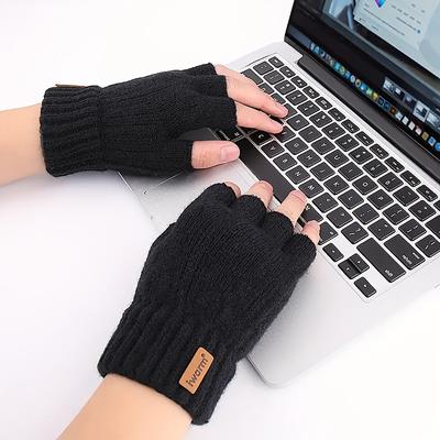 TEMU 2pcs/1pc Fingerless Gloves Half-finger Gloves Winter Warm Knit Gloves For Work Running Cycling Driving For Men And Women