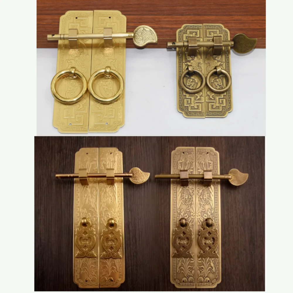 1 Satz antike Türgriffe aus reinem Kupfer Kit Retro chinesischen Stil Tor zieht Möbel