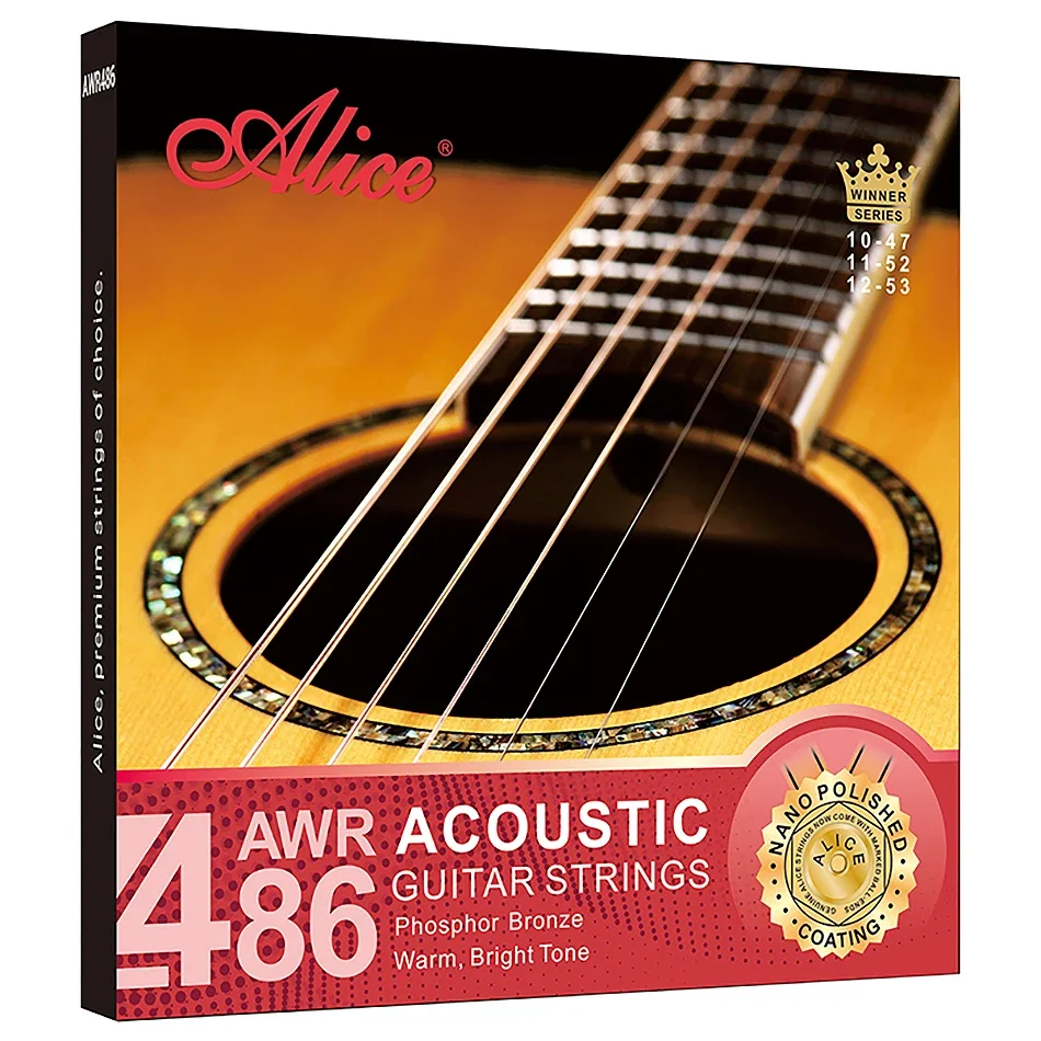 Alice awr486 Phosphorbronze-Akustik gitarren saiten 1.-6. Saiten setzen den sechseckigen Kern mit nano poliertem Coatin Image