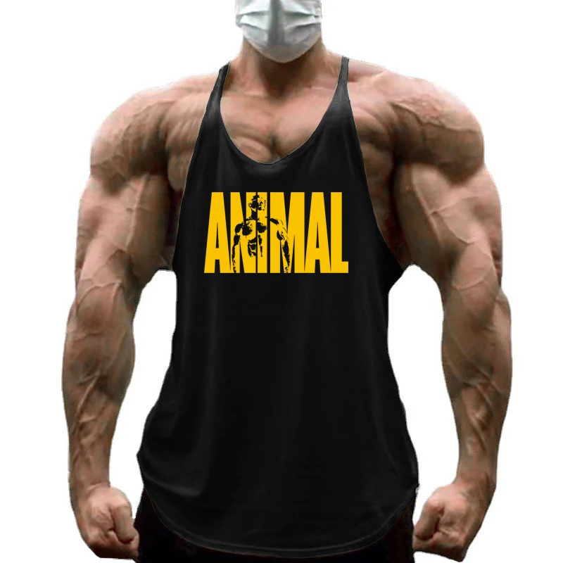 Laufwesten Herren TIER Buchstaben Gedruckt Gym Stringer Tank Tops Baumwolle Bodybuilding Ärmellose Unterhemden Muskel Fitness Kleidung Image