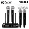 Debra VM304 sistema microfono wireless a 4 canali, set microfono portatile, gamma 80m, adatto per karaoke, chiesa, feste
