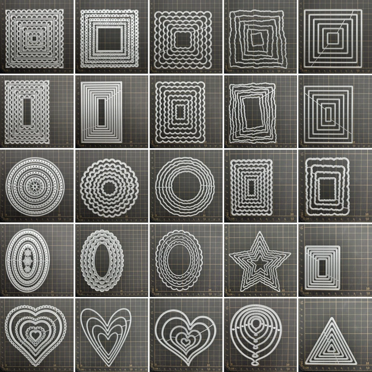 Matrices de découpe en métal, 25 types de formes, pochoirs pour bricolage, Scrapbooking, gaufrage décoratif, artisanat, moule de découpe