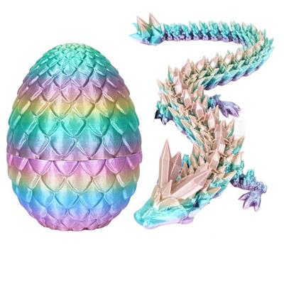 3D Printed Dragon Egg Rainbow Flying Dragon in Colorful Eggs Fidget Toy for Birthday Gift Flexible Desk Figure Decor