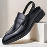 Men's Black Faux Leather Loafers with Back Strap and Rounded Toe Perfect for Casual Wear