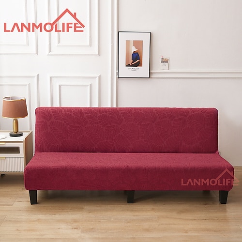 Jacquard-Futon-Schonbezug, Schlafsofa-Bezug, einfarbig, ohne Armlehne, Schlafsofa-Bezüge, hochelastisch, zusammenklappbar, Möbelschutzbezüge Image