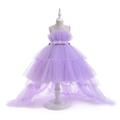 kinderkleidung Mädchen Party Kleid Feste Farbe Ärmellos Leistung Hochzeit Party Krawattenknoten Schön Süß Polyester Asymmetrisch abendkleider Schaukelkleid A Linie Kleid Sommer 4 Jahre Schwarz Wei