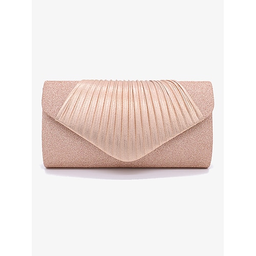 Champagnerfarbene Glitzer-Clutch für den Abend mit Plissee-Design – elegante Handtasche für Damen, perfekt für Hochzeiten, Partys und formelle Anlässe