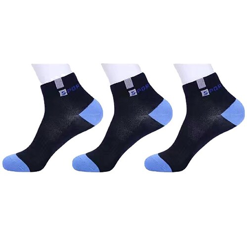 Herren 5 Paare Mehrfachpackungen Socken Socken Stricken Laufsport Socken Freizeitsocken Schwarz Weiß Farbe Farbblock Urlaub Sport Natur Täglich Grundlegend Mittel Frühling Herbst Modisch Image