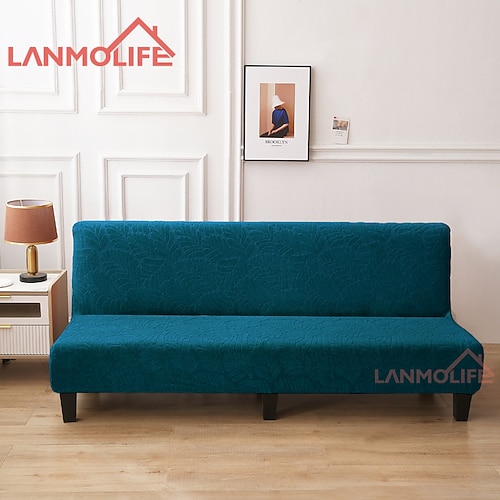 Jacquard-Futon-Schonbezug, Schlafsofa-Bezug, einfarbig, ohne Armlehne, Schlafsofa-Bezüge, hochelastisch, zusammenklappbar, Möbelschutzbezüge Image