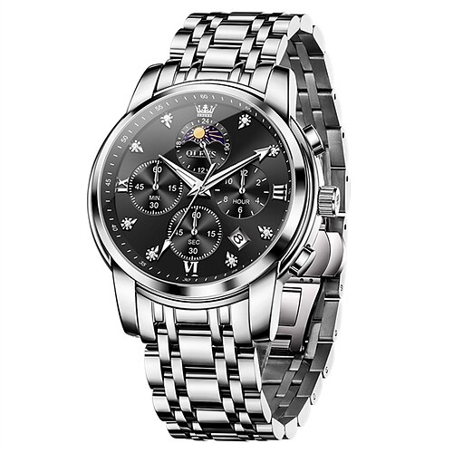 neue Herren-Business-Uhr der Marke Olevs mit Edelstahlband, Kalender, leuchtender Chronograph, multifunktional, einfache Freizeit-Quarzuhr, modisch, wasserdicht, Sport-Herrenarmbanduhr