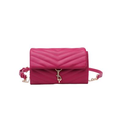 Women's Chevron Quilted Bag With Clasp Detail by ELOQUII in Magenta (Size NO SIZE)
