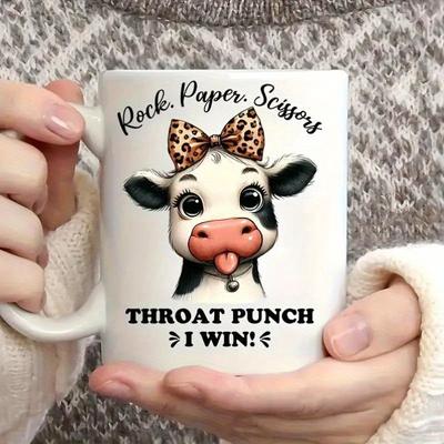 TEMU Mug Cow - Throat Graphic - - For Birthdays, & 's Day (1pc)