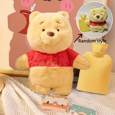 TEMU Winnie The Pooh Plush Hot Water Bottle - Cute Hand Warmer For Home, School, Office | Perfect Birthday & Holiday Gift