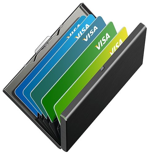 Porte-cartes de crédit RFID en acier inoxydable, portefeuille pour cartes de crédit, porte-cartes de visite pour femmes et hommes