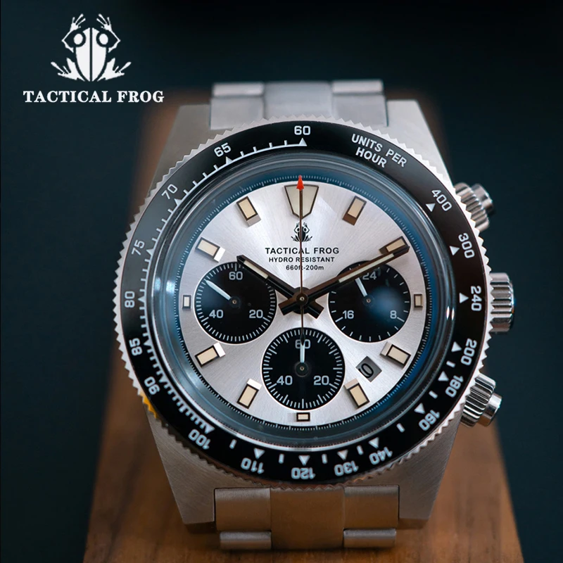 Tactical Frog Herren-Chronographenuhr VS75 Solar-Quarzwerk, wasserdicht, Datum, Saphirglas, C3, leuchtende Quarz-Armbanduhr Image