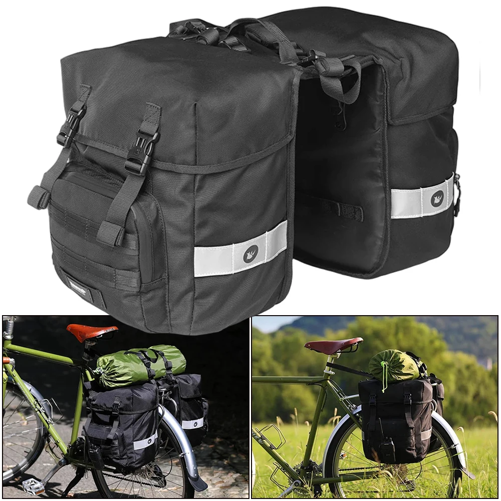 40L Fahrradtasche 2-in-1 doppelseitige Fahrradtasche mit wasserdichter Innentasche Regenschutz Passend für Gepäckträger bis zu 6,5 Zoll breit Radfahren Image