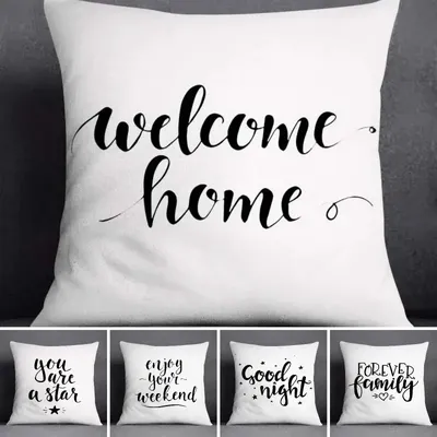 Schwarz-Weiß Englisch Text Kissen bezug für Wohnzimmer Sofa Schlafzimmer dekorative Kissen bezug Image