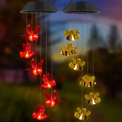 LED Windspiele Solar Licht Schneeflocke Biene Solar Lampe Solar betriebene Garten Dekor Laterne Outdoor Garten Festival Dekoration Licht