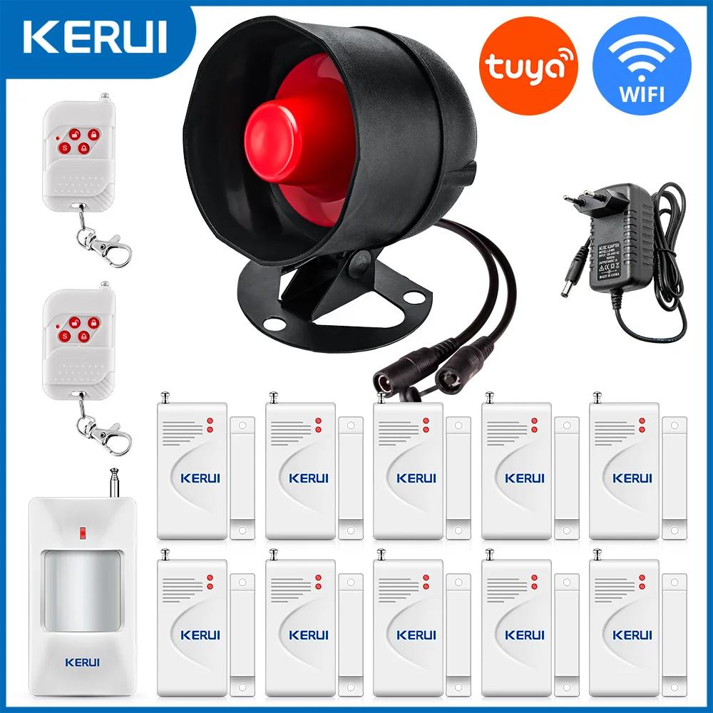 KERUI Tuya Smart WiFi Tür Alarm System Drahtlose DIY Smart Home Security System Telefon APP Alarm 110db Sirene Tür Fenster Sensor Image