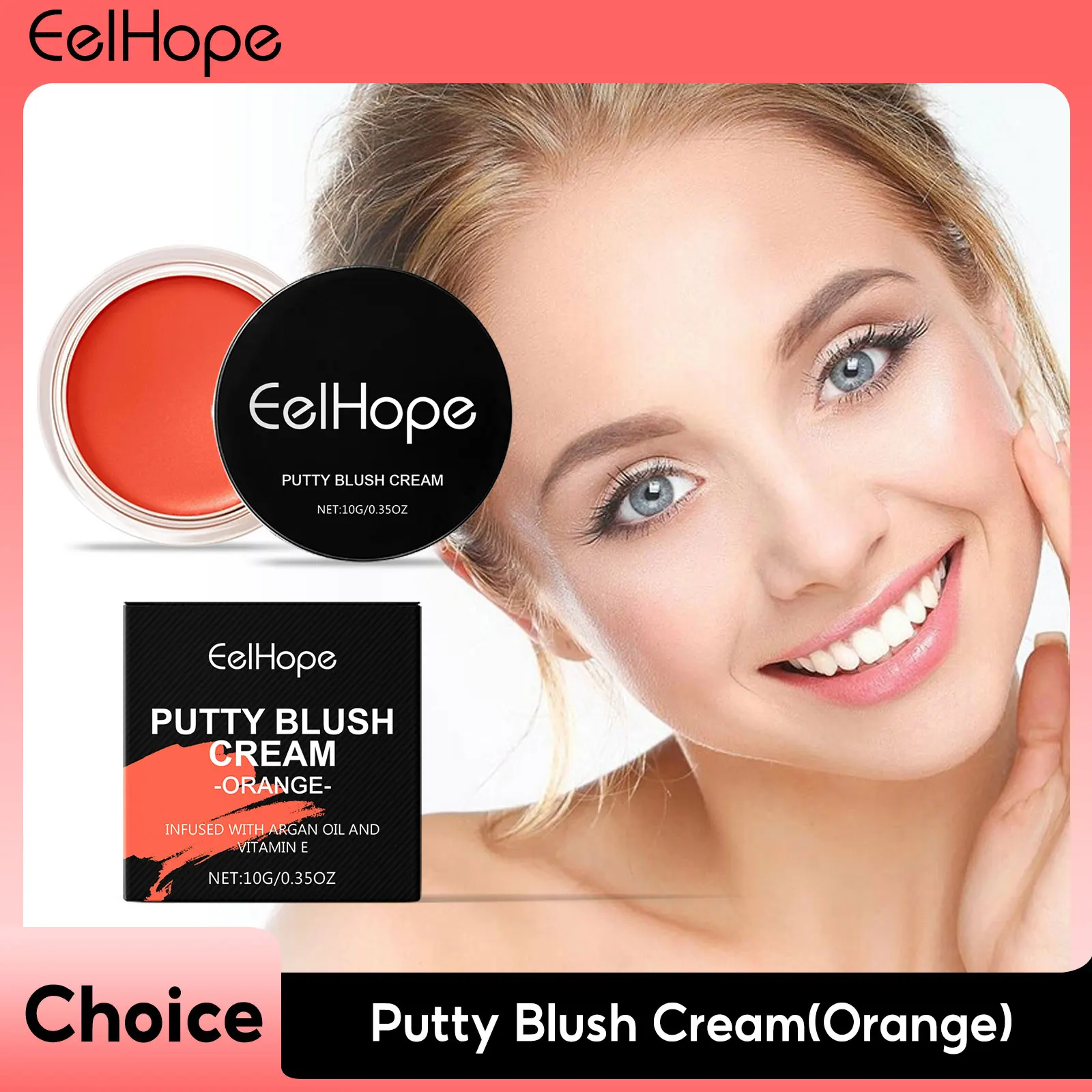 Orange Mattes Gesichtsrouge, spendet Feuchtigkeit, glattes, natürliches Rouge-Puder, nährend, wasserfest, hochpigmentiert, Gesichts-Wangen-Make-up, Kosmetik Image