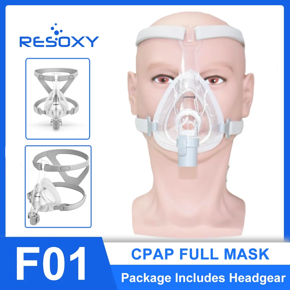 YuWell YF-01 CPAP-Maske mit Kopfbedeckung Vollmaske Auto CPAP APAP BIPAP für MedicalAir Atemgerät Schlafapnoe Anti-Schnarchen Image