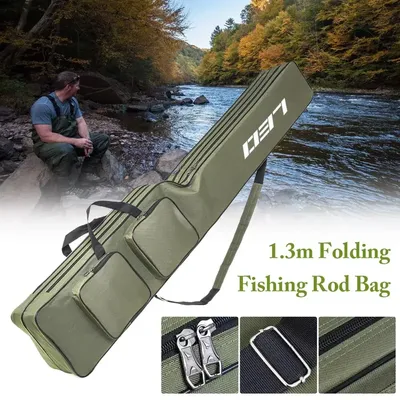 1,3 m tragbare faltbare Angelrute Tasche 2-lagige Angelrute Ausrüstung Werkzeug Aufbewahrung koffer Rucksack Angela us rüstung Angel rolle Tasche