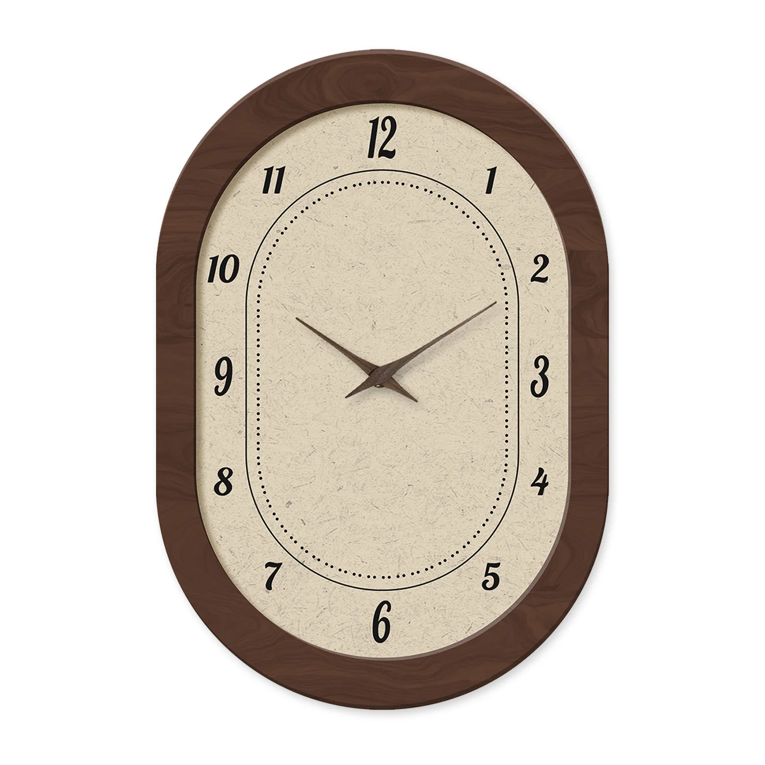 Französischer mittelalterlicher Stil, Kristallporzellan, oval, einfaches Muster, Holz-Wanduhr, Wohnzimmer, Schlafzimmer, Küche, Heimdekoration, Wanduhr, stille Quarzuhr, Weihnachtsgeschenk, 40,6 cm Image