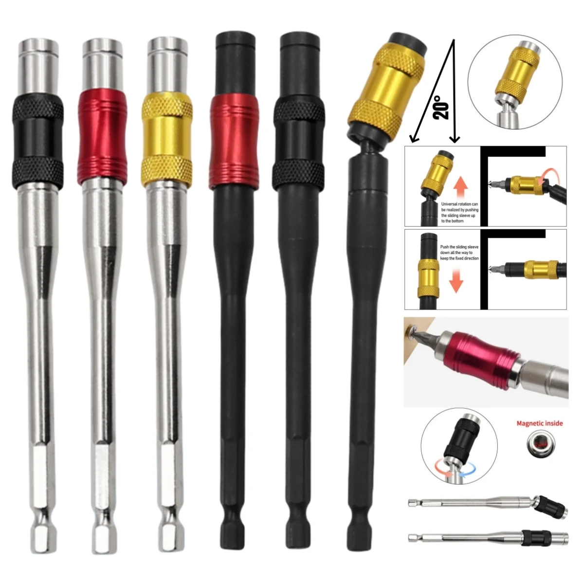 Sechskant-Magnetring-Schraubendreher-Bohrer Handwerkzeuge Bohrer selbstsicher nde Verlängerung stange Schnell wechsel halter Antriebs führungs spitze Image