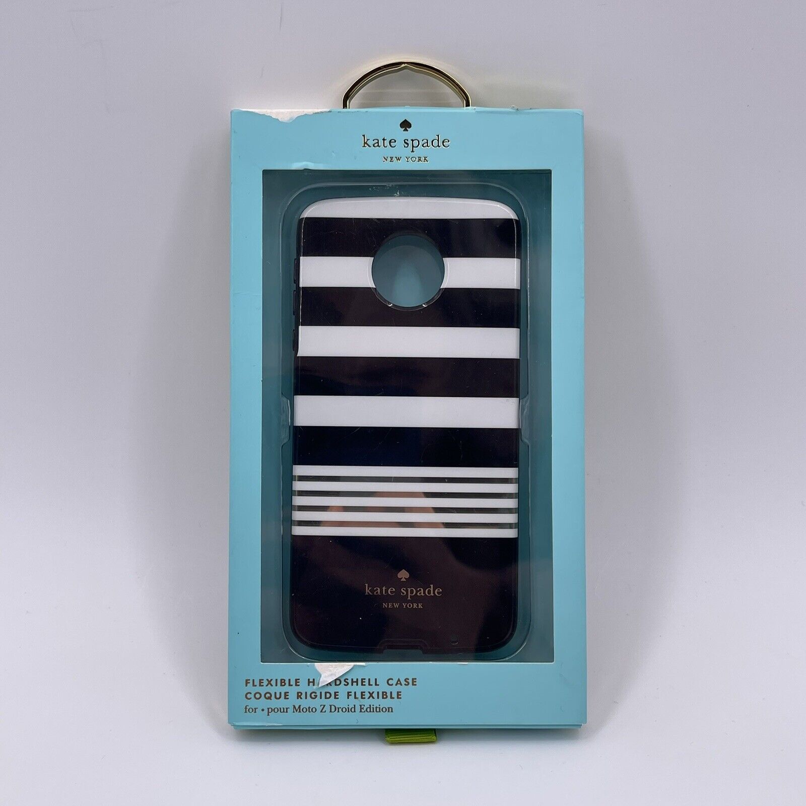 Kate Spade New York Cell Phones & Accessories | Kate Spade Ny Hardshell Cell Phone Case Moto Z Droid Black White Gold Stripes | Color: Black/White | Size: Os