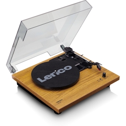 LENCO LS-10WD Plattenspieler mit Lautsprechern, weiß/Holz. Image
