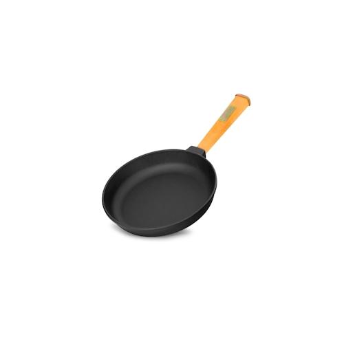 BRIZOLL Gusseisenpfanne 26cm Gußeisenpfanne 50mm hoch mit Holzgriff Pfanne aus Gusseisen