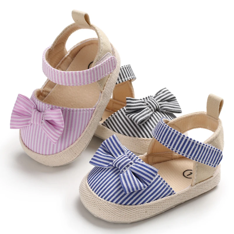 Sommer Mädchen Baby Casual Sandalen Weiche Sohle Bequeme Leichte Wanderschuhe Schleife Leinwand Baby Schuhe
