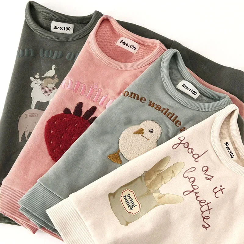 2024 mode Herbst Frühling Kinder Baby Sweatshirt Kleinkind Nette Drucken Lange Ärmeln Tops Kinder Jungen Mädchen Kleidung Image
