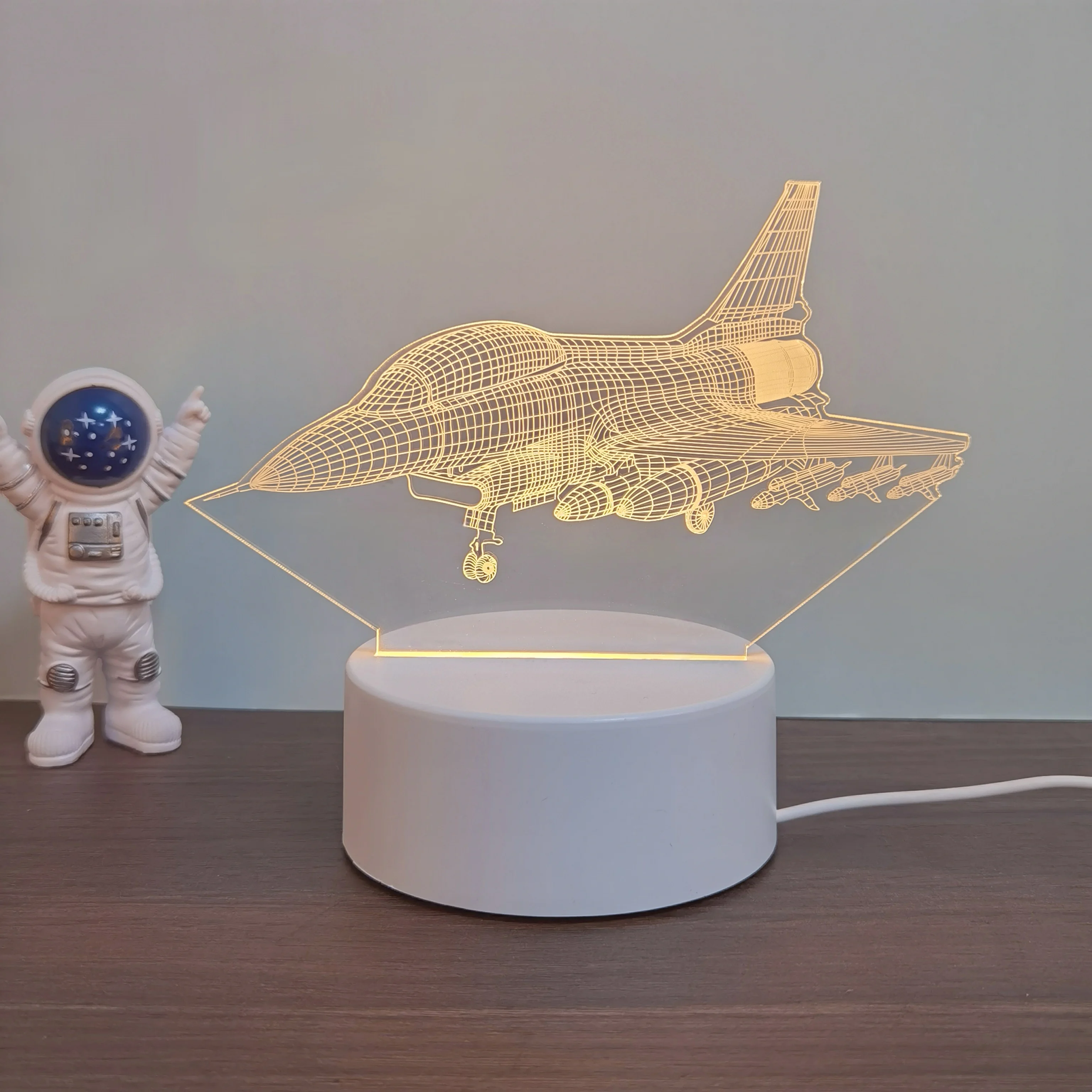 1pc Kämpfer 3d Nachtlicht, Militär enthusiasten Sammlung Tisch leuchten, Weihnachts geschenk Nachtlichter, USB-Atmosphäre Lichter.