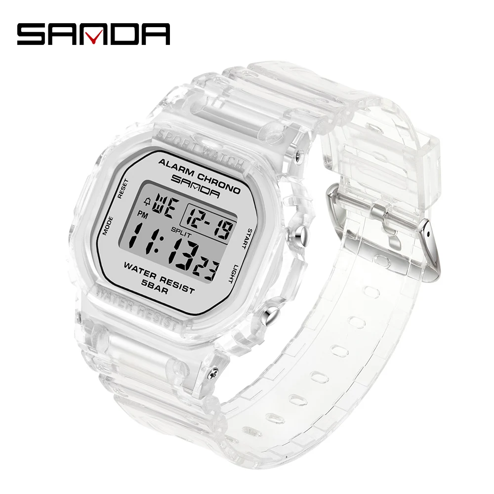Sanda G Stil Sport uhr Frauen transparent LED Digitaluhr Schock wasserdichte Damen elektronische Uhr Unisex Jungen Mädchen Uhr Image