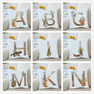 Tier Alphabet gedruckt Kissen bezug Home Sofa Stühle dekorative Kissen Wohnzimmer Schlafzimmer Image