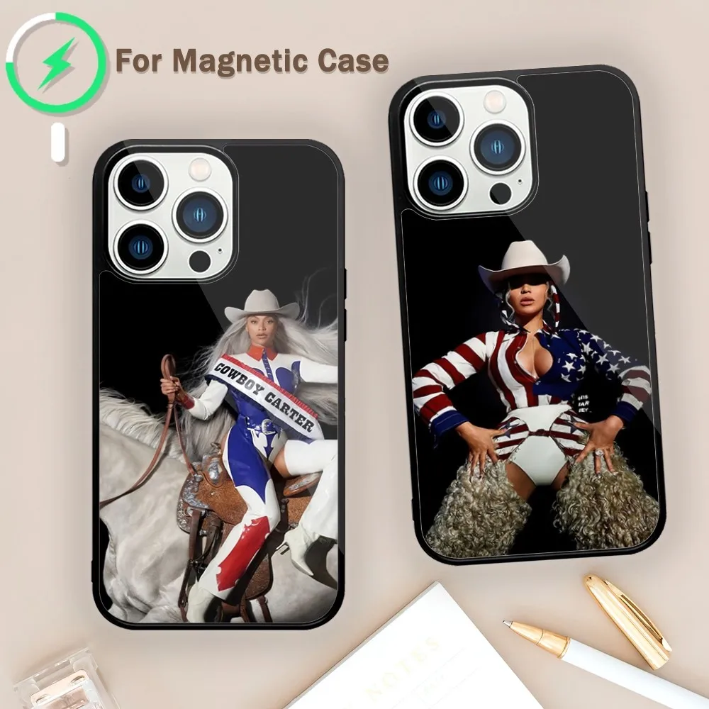 Heiße Sängerin Beyonce Cowboy Carter Handy hülle für magnetische Anziehung kraft iPhone 11 12 13 14 15 Mini Pro xs max x s plus xr Shell Image