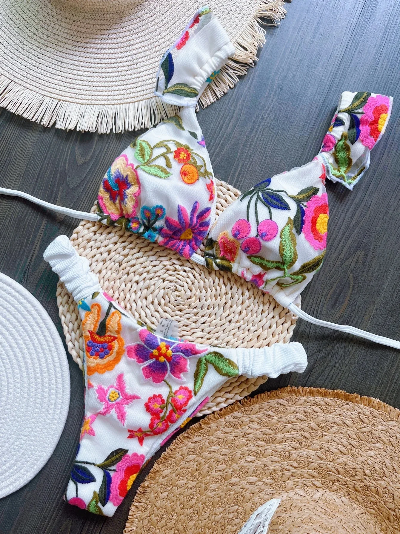 RUOTONSEPT 2024 Nuovo Sexy Ricamo A Mano Bikini Set Costume Da Bagno delle Donne Triangolo Costumi Da Bagno Costume Da Bagno Brasiliano Biquinis