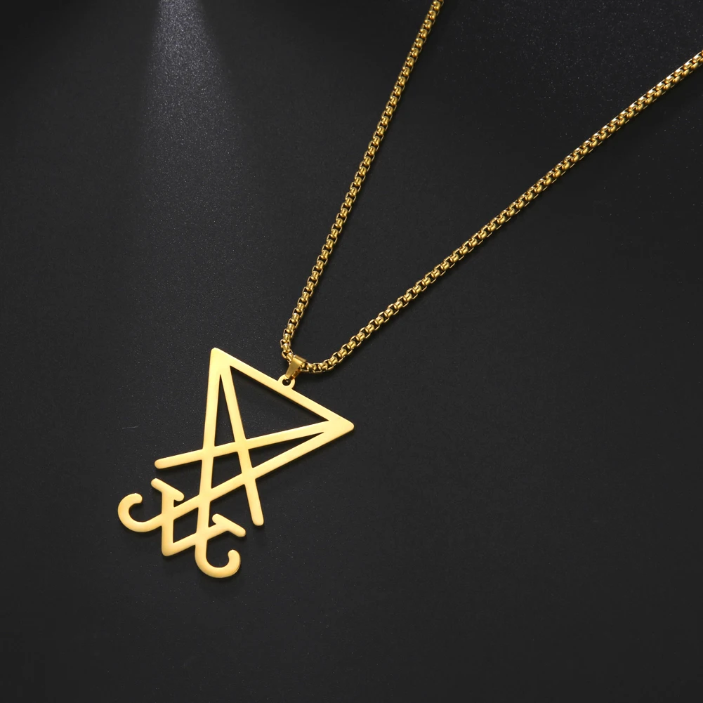 Leme geton Satans Leviathan Kreuz Anhänger für Männer Hexerei Amulett Siegel von Luzifer Mode Halskette Edelstahl Schmuck Image