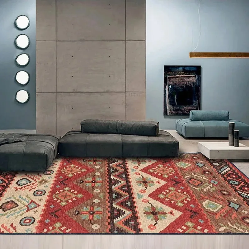 VIKAMA Persischer Ethno-Stil Teppich Wohnzimmer dekorative Garderobe Couchtisch Teppich Schlafzimmer Home Hotel Bodenmatte waschbar Image