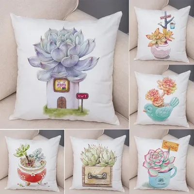 Nordische Art Aquarell saftige Kissen bezug Dekor Cartoon Pflanzen Kissen bezug für Autos ofa weiche Image